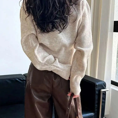 Load image into Gallery viewer, Gray Hen Zipper Big Size Knitting Sweater Round Neck Long Sleeve Women Pullovers New Fashion Spring Autumn 2025 1DH1073
