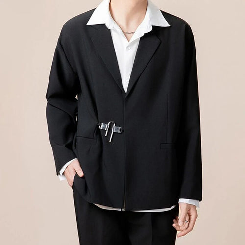 Load image into Gallery viewer, Simple Men&#39;s Blazers Metal Single Button Design Lapel Solid Color Korean Business Casual Loose Male Suit Jackets 9W1226

