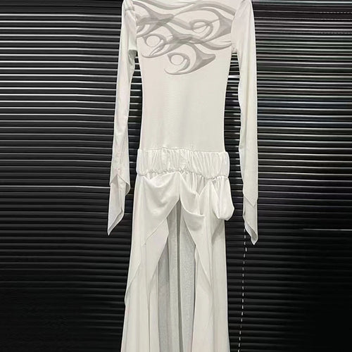 Load image into Gallery viewer, Hit Color Loose Dresses For Women O Neck Long Sleeve High Waist Temperament Long Dress Female Fashion Style Clothes

