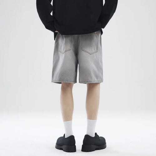 Load image into Gallery viewer, American Fashion Men&#39;s Denim Shorts Solid Color New Summer Male Loose Straight Leg Five Quarter Pants Trendy 2025 9W1348
