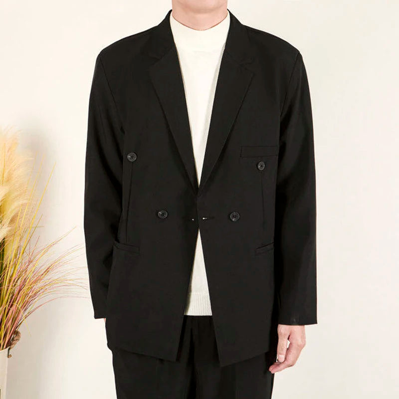 Business Casual Men's Suit Jackets Double Breasted Korean Style Menswear Loose Solid Color New Male Blazers Spring 9W1227