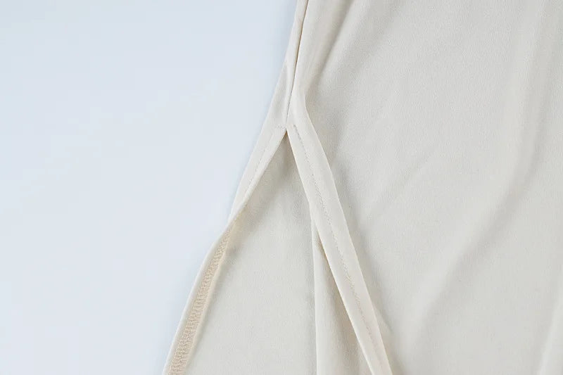 Inclined Shoulder Backless Slit Maxi Dress For Women Fashion Diagonal Collar Sleeveless Bodycon Sexy Long Dress Elegant