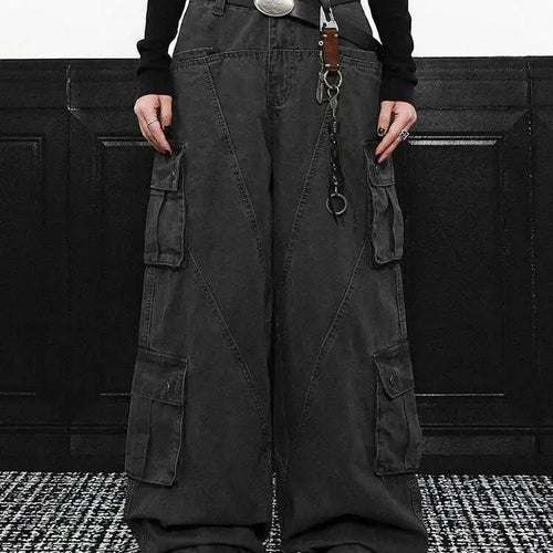 Load image into Gallery viewer, High Waist Gray Pockets Denim Long Vintage Wide Leg Jeans New Women Trousers Fashion Tide Spring Autumn 2025 1DH9390
