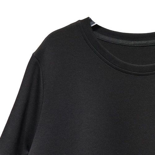 Load image into Gallery viewer, Women Black Irregular Pleated Big Size Midi Dress New Round Neck Short Sleeve Fashion Tide Spring Summer 2025 1DJ0851
