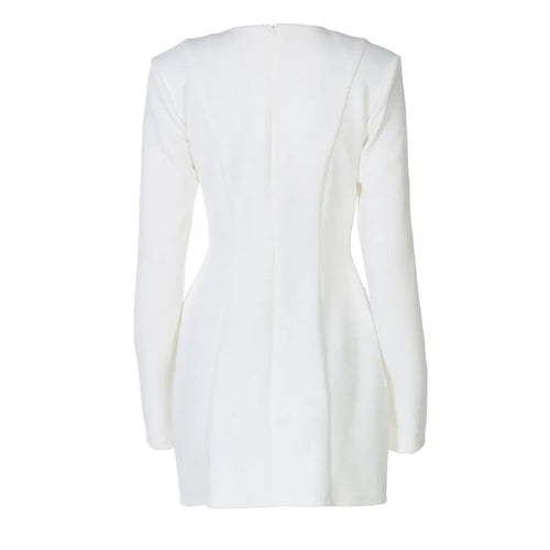 Load image into Gallery viewer, Deep V Neck Long Sleeve Sexy Mini Dress For Women Fashion Two Pocket High Waist A-line Club Party Sexy Dress Elegant
