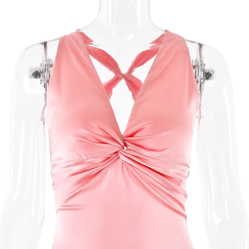 Load image into Gallery viewer, Satin Bow Backless Sexy Maxi Dress For Women Gown Fashion V Neck Sleeveless Club Party Evening Dress Elegant
