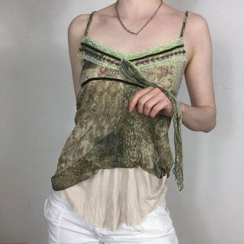 Load image into Gallery viewer, Chic Strap Grunge Fairycore Lace Trim Chiffon Summer Tops Camisole Graphic Printed Retro Y2K Top Women Aesthetic Cute
