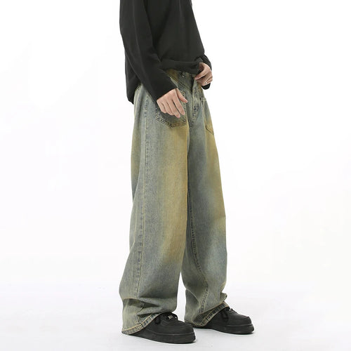 Load image into Gallery viewer, Men&#39;s American Style Jeans High Street Reverse Pockets Trendy Gradient Color Distressed Loose Male Denim Pants 9W1832
