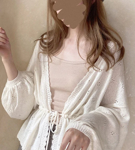 Sweet Kawaii Soft Girl Cute Cardigan Women Sweater Tops Japanese  Solid Long Sleeve Thin Lolita Knitted Kardigany
