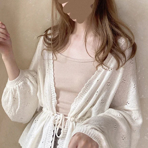 Load image into Gallery viewer, Sweet Kawaii Soft Girl Cute Cardigan Women Sweater Tops Japanese  Solid Long Sleeve Thin Lolita Knitted Kardigany
