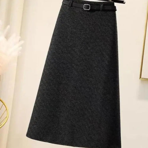 Load image into Gallery viewer, 2023 Winter Solid Woolen Midi Skirt Women Elegant Streetwear A-line Zipper Long Skirt Female Vintage High Waist Thick Simple New
