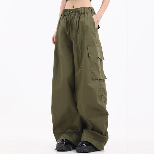 Load image into Gallery viewer, Large Pocket Men&#39;s Wide Leg Pants Casual Pleated Drawstring Solid Color Male Cargo Trousers Trendy Spring 9C4195
