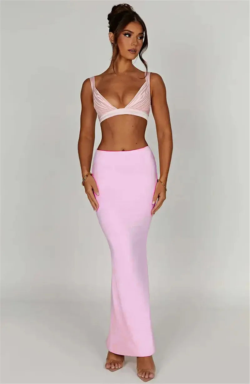 Thickened Fabric Sexy Maxi Skirt Women 2023 Autumn Winter New Solid High Waist Skinny Club Party Long Skirt Elegant