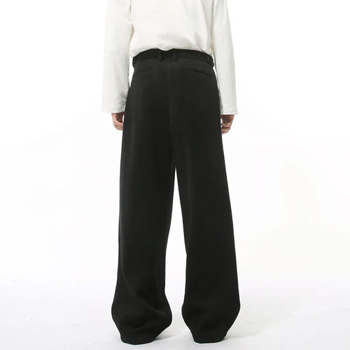 Load image into Gallery viewer, Korean Style Men&#39;s Casual Pants Woolen Solid Color Pleated Trousers Straight Wide Leg Loose Male Bottom New Winter 9C9212
