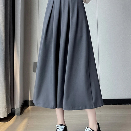 Load image into Gallery viewer, Classic Black High Waist Slim Women Midi Skirts Autumn Pure Color Basic Simple Casual Fashion 3-colors Female Suit Skirts
