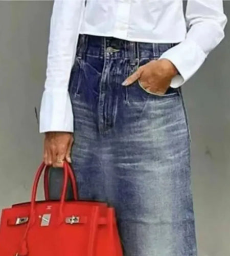 Fall Long Demin Skirt for Women Trendy Winter Spring Party Streewear Daily Classic Blue Jean Maxi Skirts Bottoms