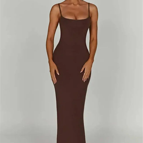 Load image into Gallery viewer, Spaghetti Strap Backless Bodycon Maxi Dress Women Autumn New Thickened Fabric Sleeveless Club Party Sexy Long Dress
