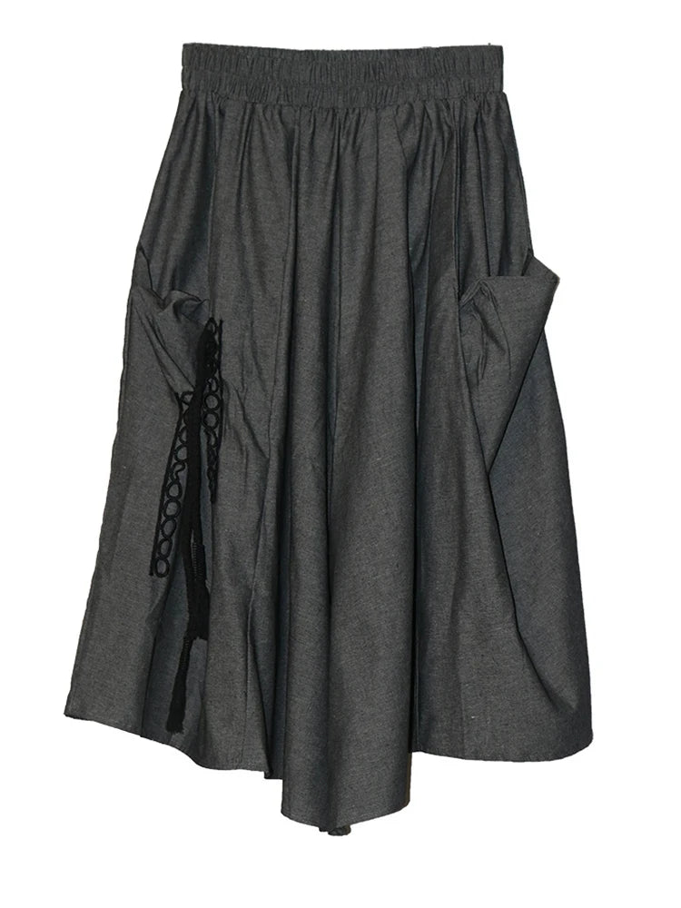 High Elastic Waist Black Pokcet Pleated Casual Wide Leg Pants New Trousers Women Fashion Tide Spring Autumn 2025 1DJ1070