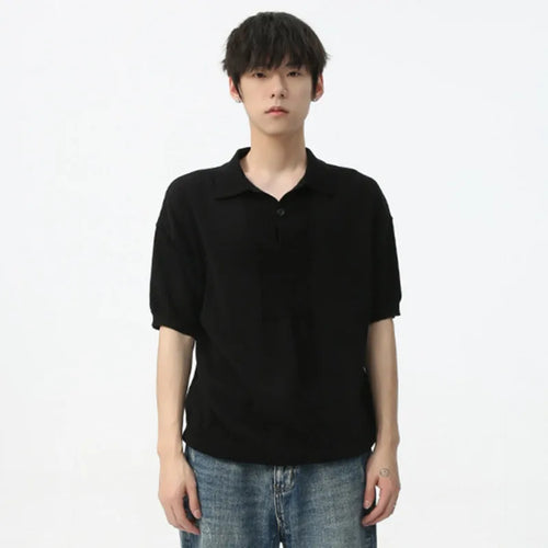 Load image into Gallery viewer, Men&#39;s Short Sleeve T-shirt Summer Korean Style Simple Solid Color Lapel Trend Fashion Loose Casual Male Top 9C5617
