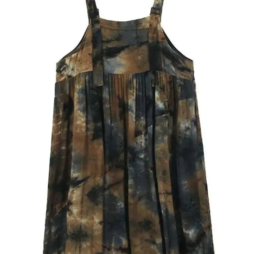 Load image into Gallery viewer, Women Tie Dye Pleated Big Size Casual Strap Dress New Square Collar Sleeveless Fashion Tide Spring Autumn 2025  1DH6611
