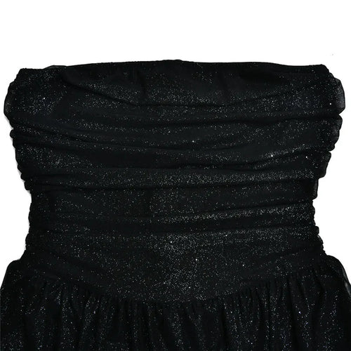 Load image into Gallery viewer, Elegant Strapless Sexy Mini Dress Women Fashion Black Off-shoulder Backless Pleated Sequins Sparkle Club Party Dress
