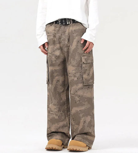 Camouflage Men's Jeans New American Baggy Straight Male Trousers Multi Pockets Cargo Denim Pants Summer Botooms 2025 9W1559