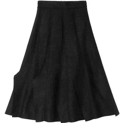 Load image into Gallery viewer, High Elastic Waist Black Brief Woolen Cut Edge Pleated Half-body Skirt Women Fashion Tide New Spring Autumn 2025 1DD1634
