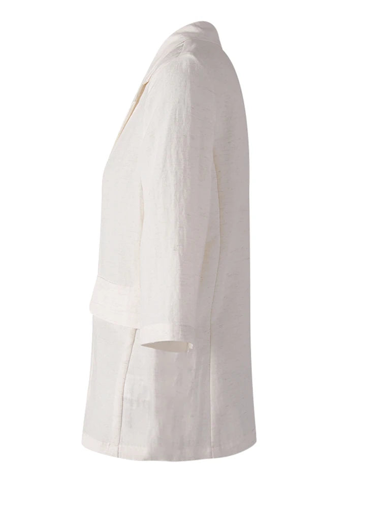 Women Black Thin Elegant Single Button Blazer New Lapel Half Sleeve Jacket Fashion Tide Spring Summer 2025 CPG3268