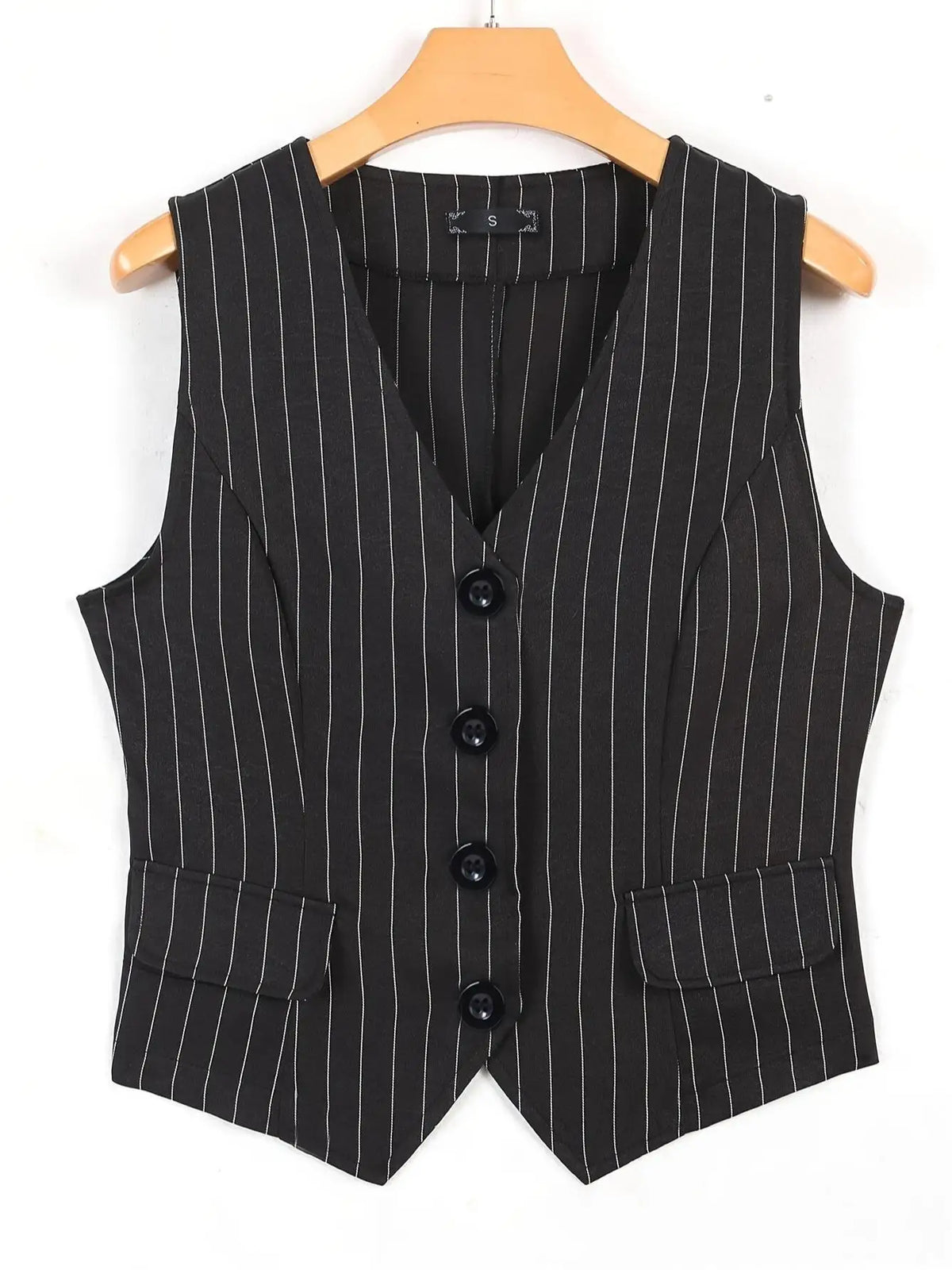 Black White Blue Stripe V Neck Sexy Sleeveless Tank Tops Summer Clothes Women Fashion Single Breasted Asymmetrical Vest Trendy