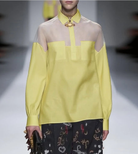 Summer Fall See-through Blouses for Women 2025 New Casual Loose Lapel Long Sleeves Office Lady Shirts Tops and Blouses