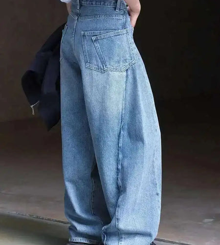 High Waist Blue Denim Long Casual Big Size Wide Leg Jeans New Women Trousers Fashion Tide Spring Autumn 2025 1DH6727