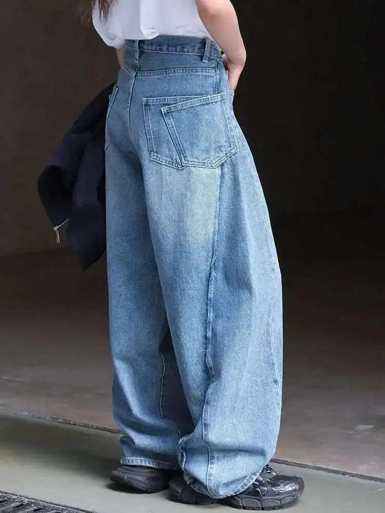 High Waist Blue Denim Long Casual Big Size Wide Leg Jeans New Women Trousers Fashion Tide Spring Autumn 2025 1DH6727