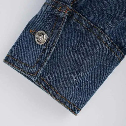 Load image into Gallery viewer, Women Blue Striped Pleated Denim Big Size Blouse New Lapel Long Sleeve Shirt Fashion Tide Spring Autumn 2025 CP3262
