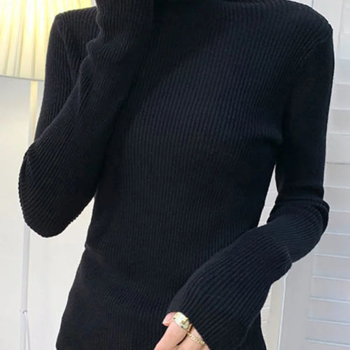 Load image into Gallery viewer, New 2025 Women Pullover Turtleneck Sweater Autumn Long Sleeve Slim Elastic Korean Simple Basic Cheap Jumper Solid Color Top
