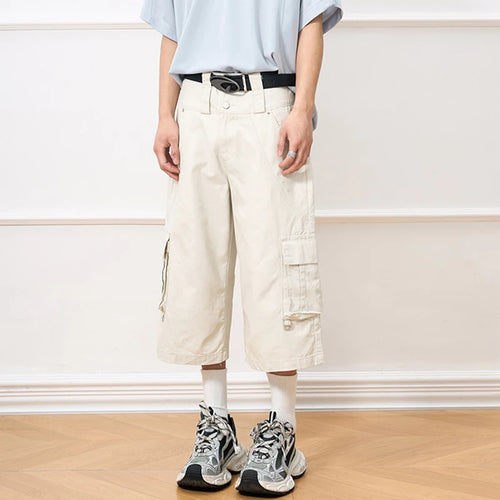 Load image into Gallery viewer, Men's Cargo Shorts American Style High Street Multi Pockets Design Niche Solid Color Straight Leg Male Bottoms 9W2033
