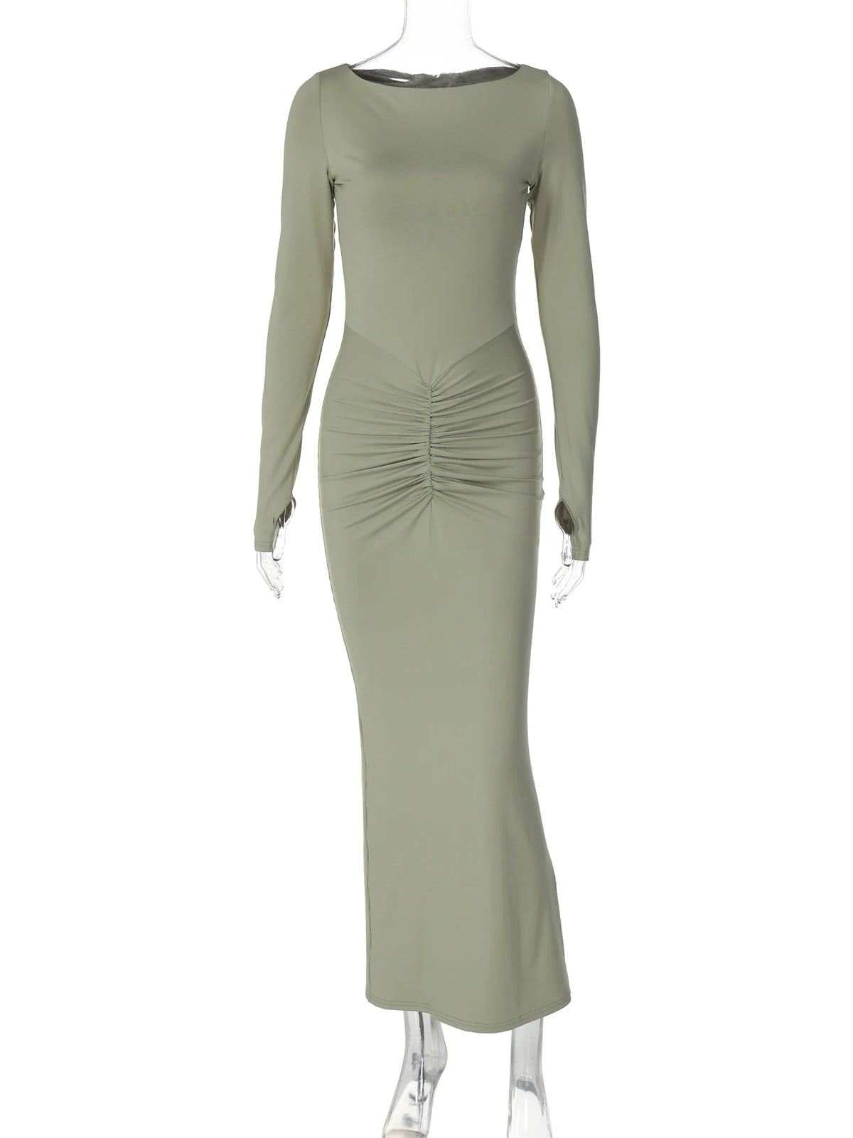 Fall Elegant Solid Long Sleeve Draped Sexy Bodycon Maxi Prom Dress Women Y2K New Clothes Evening Party Festival