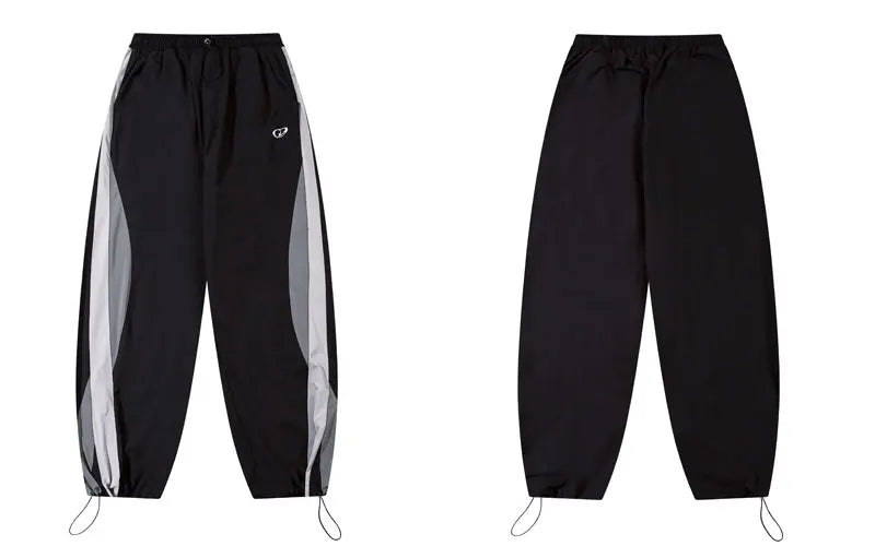 Vintage Sports Pants Y2K Patchwork Joggers Baggy Pants Streetwear 2024 Harajuku Hip Hop Loose Straight Thin Trousers Black Gray