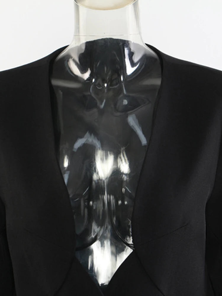 Women Black Brief Elegant Long Slim Shaped Blazer New V-neck Long Sleeve Jacket Fashion Tide Spring Autumn 2025 1DH9527