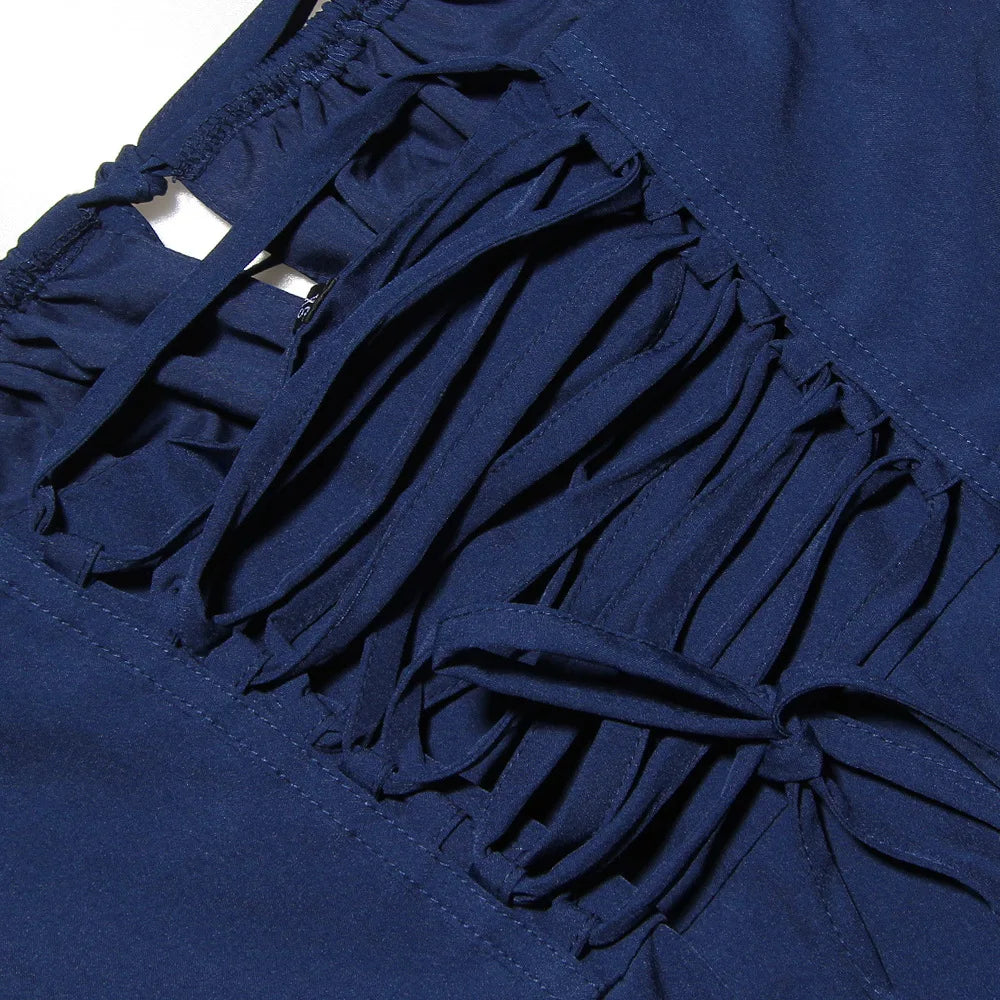 Women's Summer Floral Print Dresses Sweet Elegant Midi Holiday Dress Casual Slit Blue Lace Up Dresses 2023