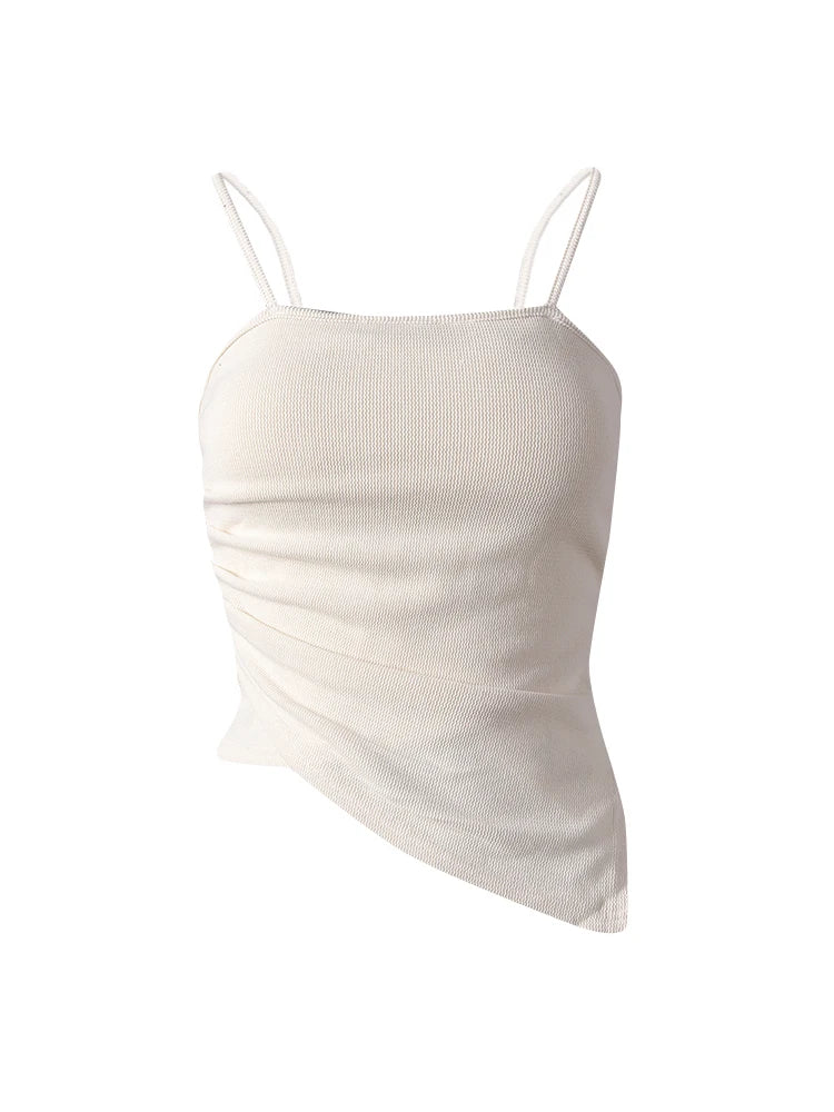 Beige Irregular Tank Top Brief Wide Leg Pants Two Piece Suit New Sleeveless Women Fashion Tide Spring Summer 2025 CPG3157