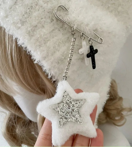 Y2K Cute Star Knitted Beanie Hat Ins Cute Japanese Gorras Knitting Wool Warm Cap Autumn Winter Cat Ears Pointed Women Hats