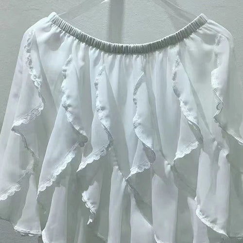 Load image into Gallery viewer, Solid Spliced Ruffles Loose Mini Skirt For Women High Waist Temperament Elegant Skirts Female Fashion Style Clothes
