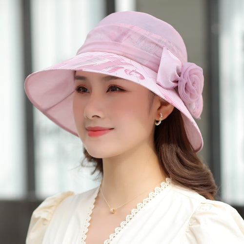 Load image into Gallery viewer, Woman Summer Hats With Visor Hat Fashion Mesh Flower Design Sun Hat Travel Bucket Hat
