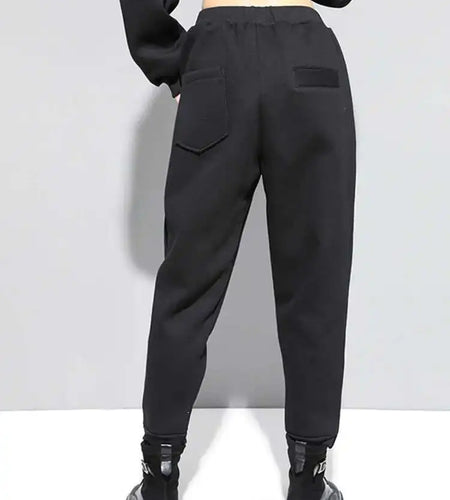 High Elastic Waist Black Thick Casual Harem Pants New Loose Fit Trousers Women Fashion Tide Spring Autumn 2025 1DF4690