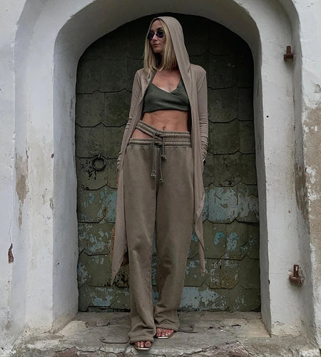 Grunge Fairycore Bandage Wrap Autumn T shirt Women Hooded Top Cardigan Lace Up Y2K Vintage Shirts Aesthetic Clothing