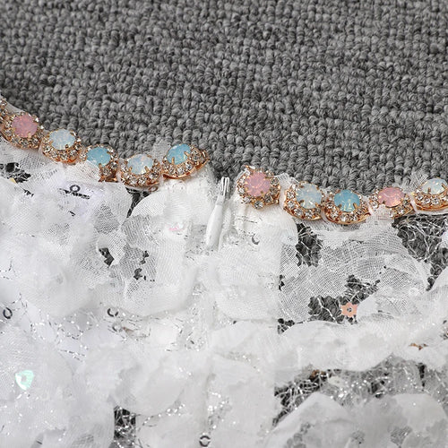 Load image into Gallery viewer, Women White Lace Rhinestones Elegant Slim Mini Dress New Round Neck Short Sleeve Fashion Tide Spring Summer 2025 CPG2980
