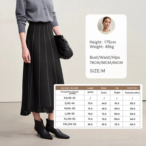 Load image into Gallery viewer, Women's Skirt 2025 Winter New Knitting Striped Tassel A-Line Skirts For Women Versatile Loose Clothing Ladies 12544168
