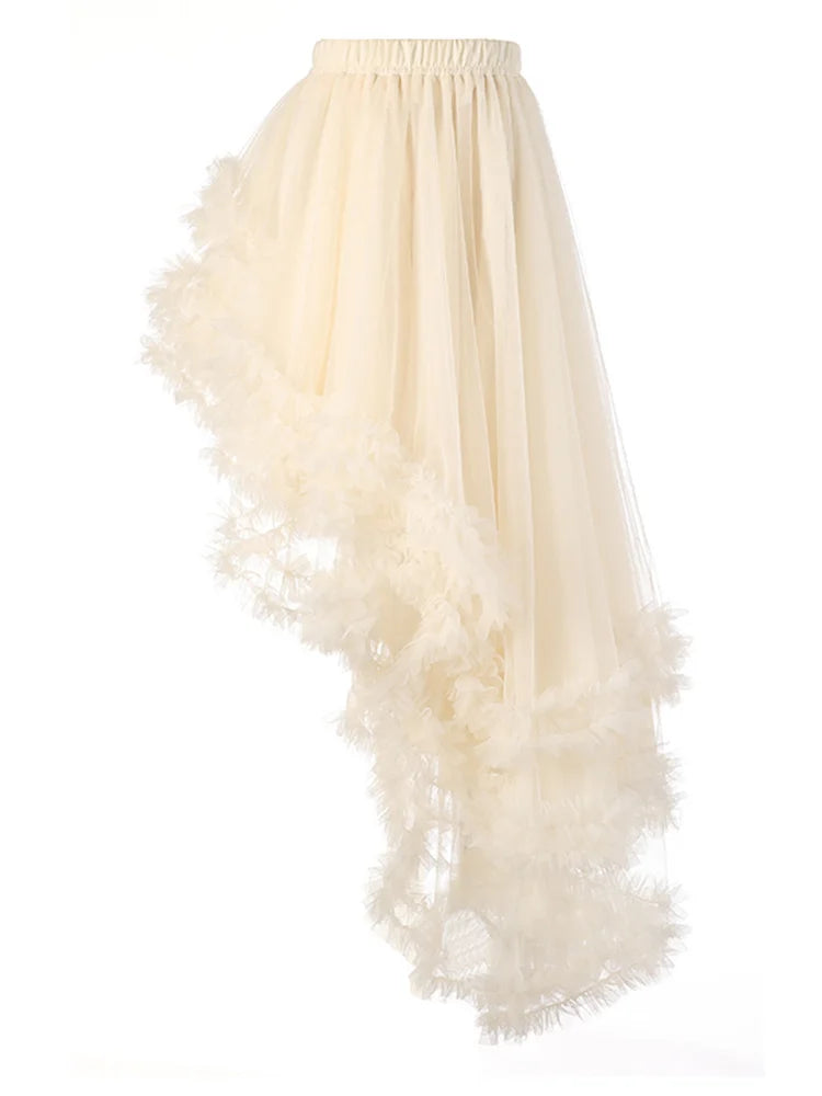 High Elastic Waist Purple Irregular Mesh Long Cake Half-body Skirt Women Fashion Tide New Spring Autumn 2025  1DF8498