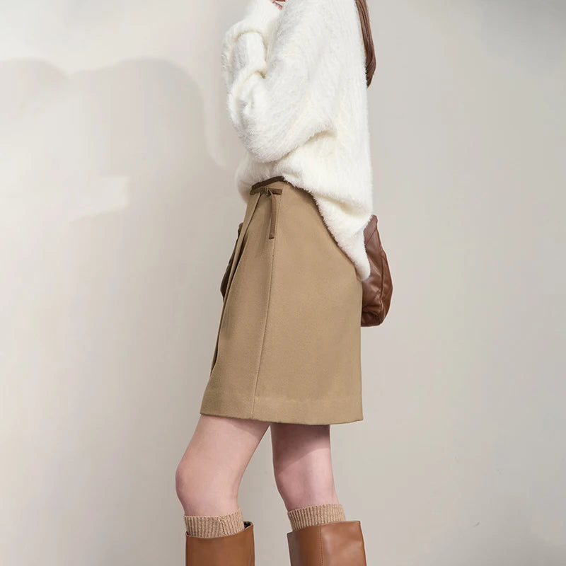 Skirts for Women Casual Solid Elegant Asymmetrical A-line Mini Skirt Versatile 2025 Autumn New Ladies Clothing 12523148