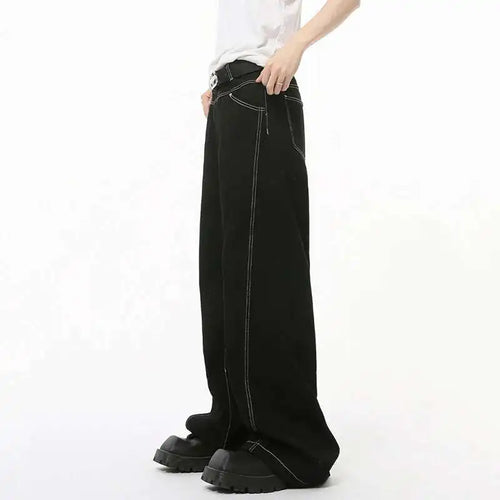 Load image into Gallery viewer, Summer New Men's Jeans Casual Bright Line Solid Color Denim Pants Straight Wide Leg Loose Male Trousers Korean Style 9C8203
